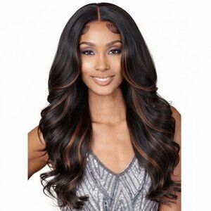 Dark Brown/Blonde Highlight Synthetic Wig